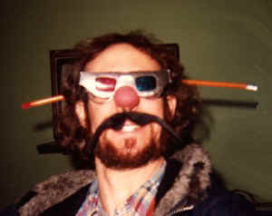 David in 3D glasses with arrow through head