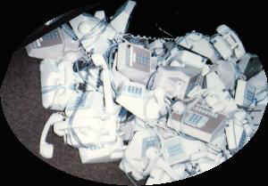 tangled pile of telephones