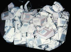 another tangled heap of telephones